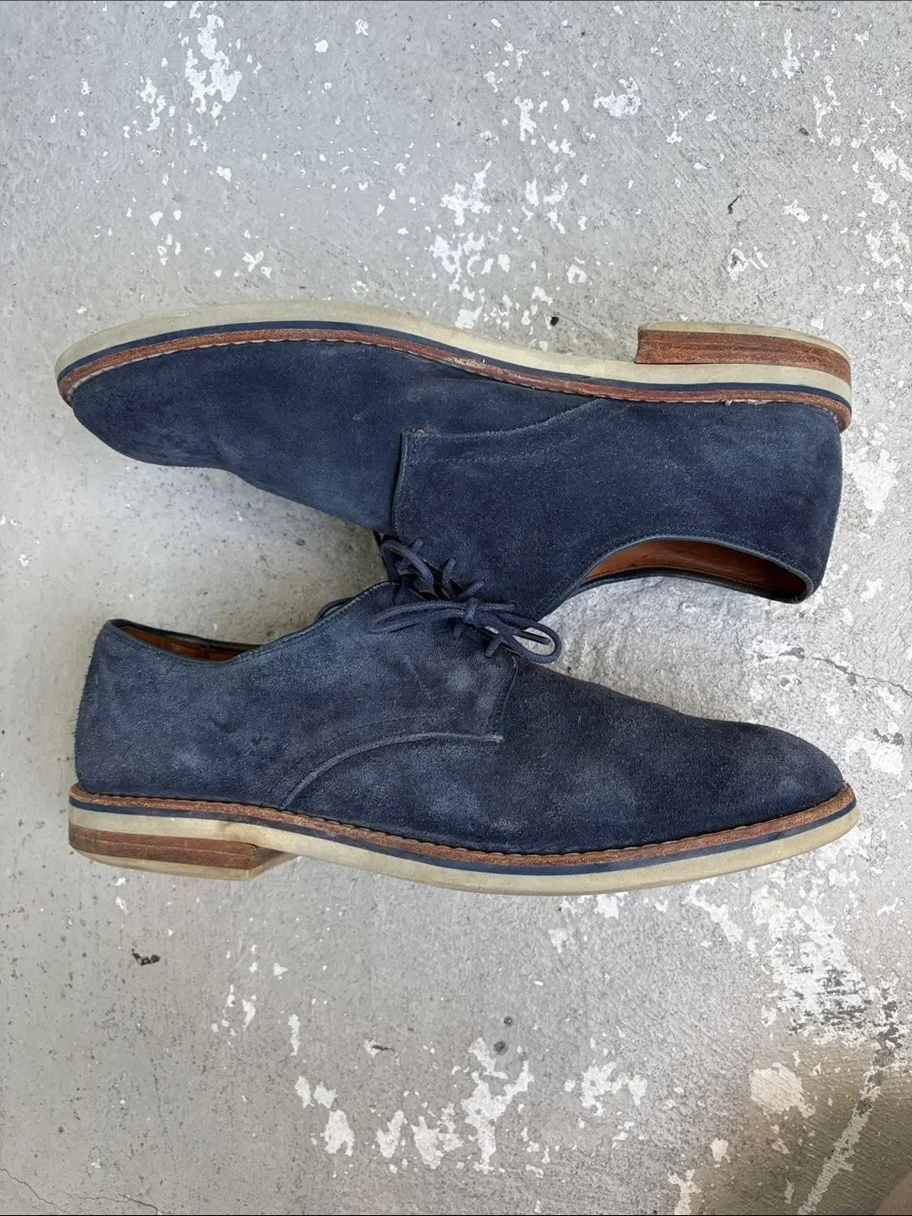 Allen Edmonds Nomad blue suede lace ups
